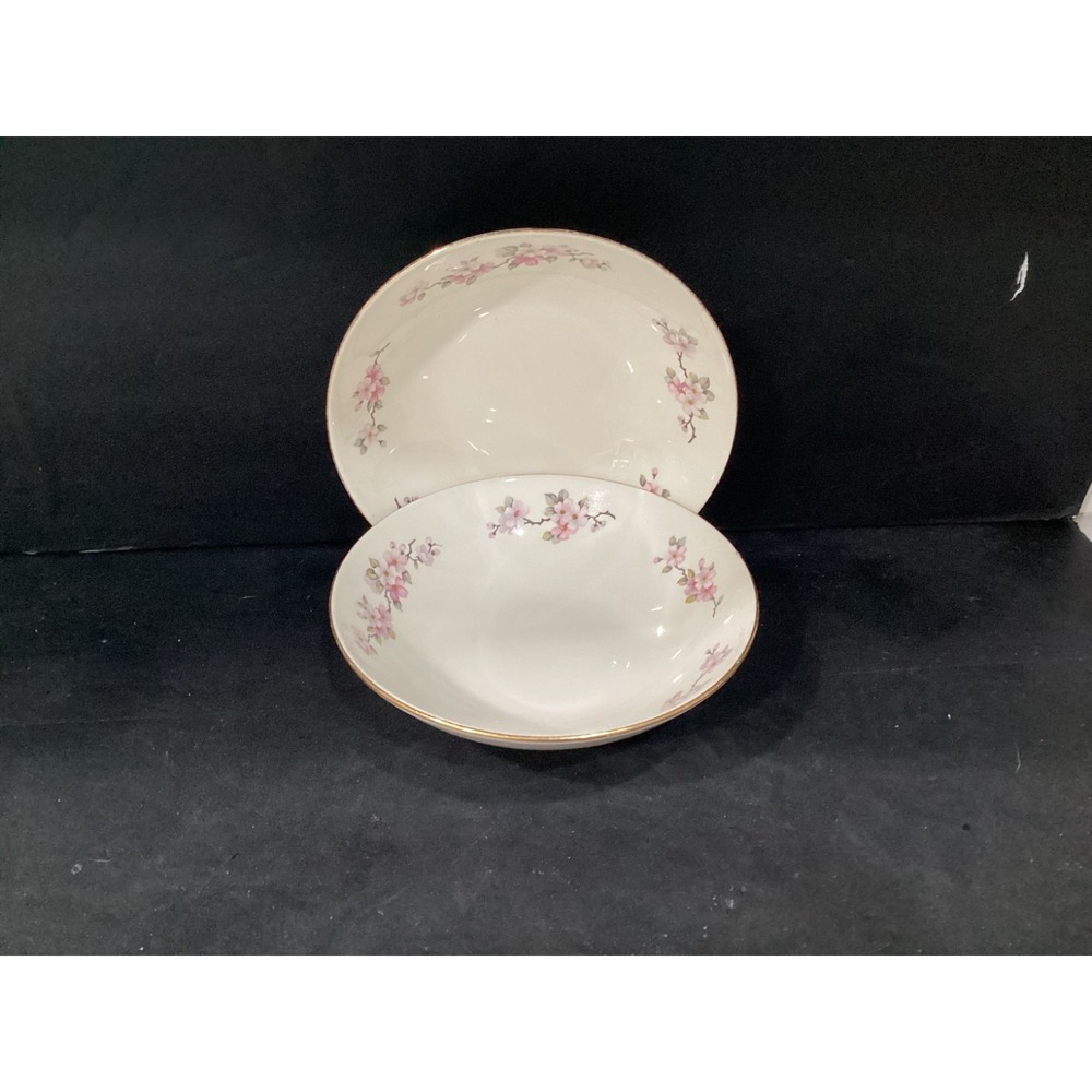 Homer Laughlin Pink Apple Blossom April Or Serving Bowl Set Of 2, Vintage